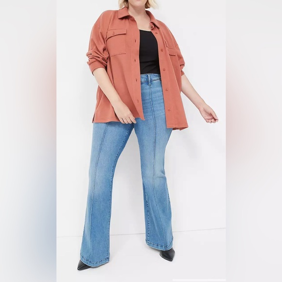 Button-Front French Terry Shacket - Picture 2 of 8